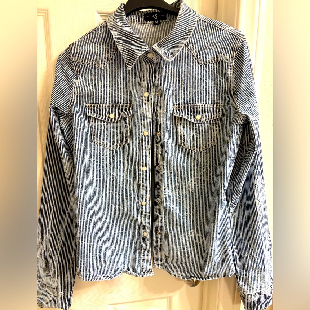 Striped Blue Button-Up Shirt